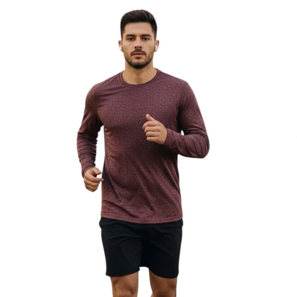 Adidas Heathered Burgundy Long Sleeve Shirt Size X-Large